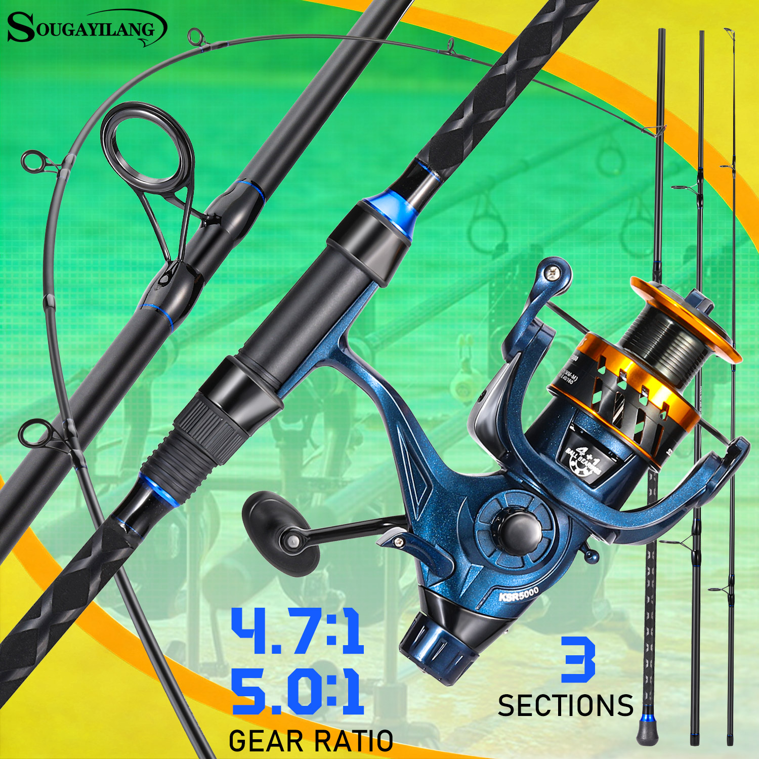 Sougayilang 3 Sections Surf Fi - Fishing Rod Combo ulasan dan harga