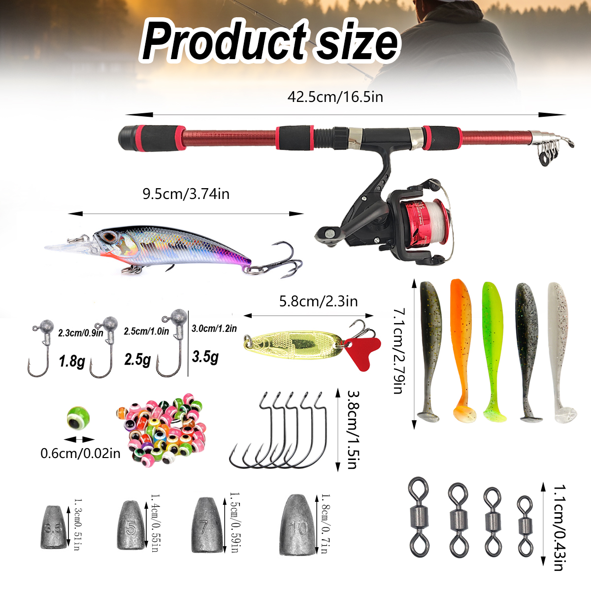 46Pcs Telescopic Fishing Rod R - Fishing Rod Combo ulasan dan harga